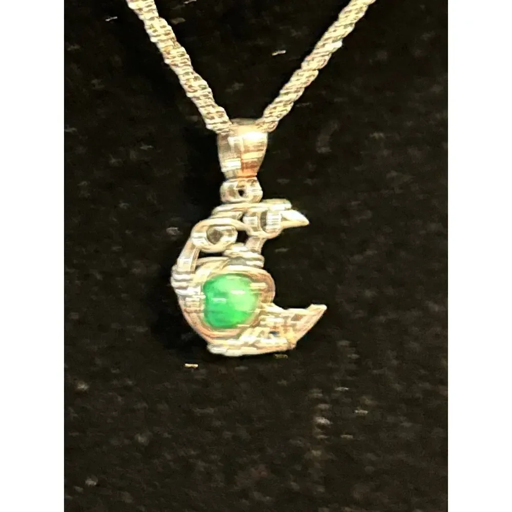 Sterling Silver Turquoise Crescent Moon Pendant Necklace 18